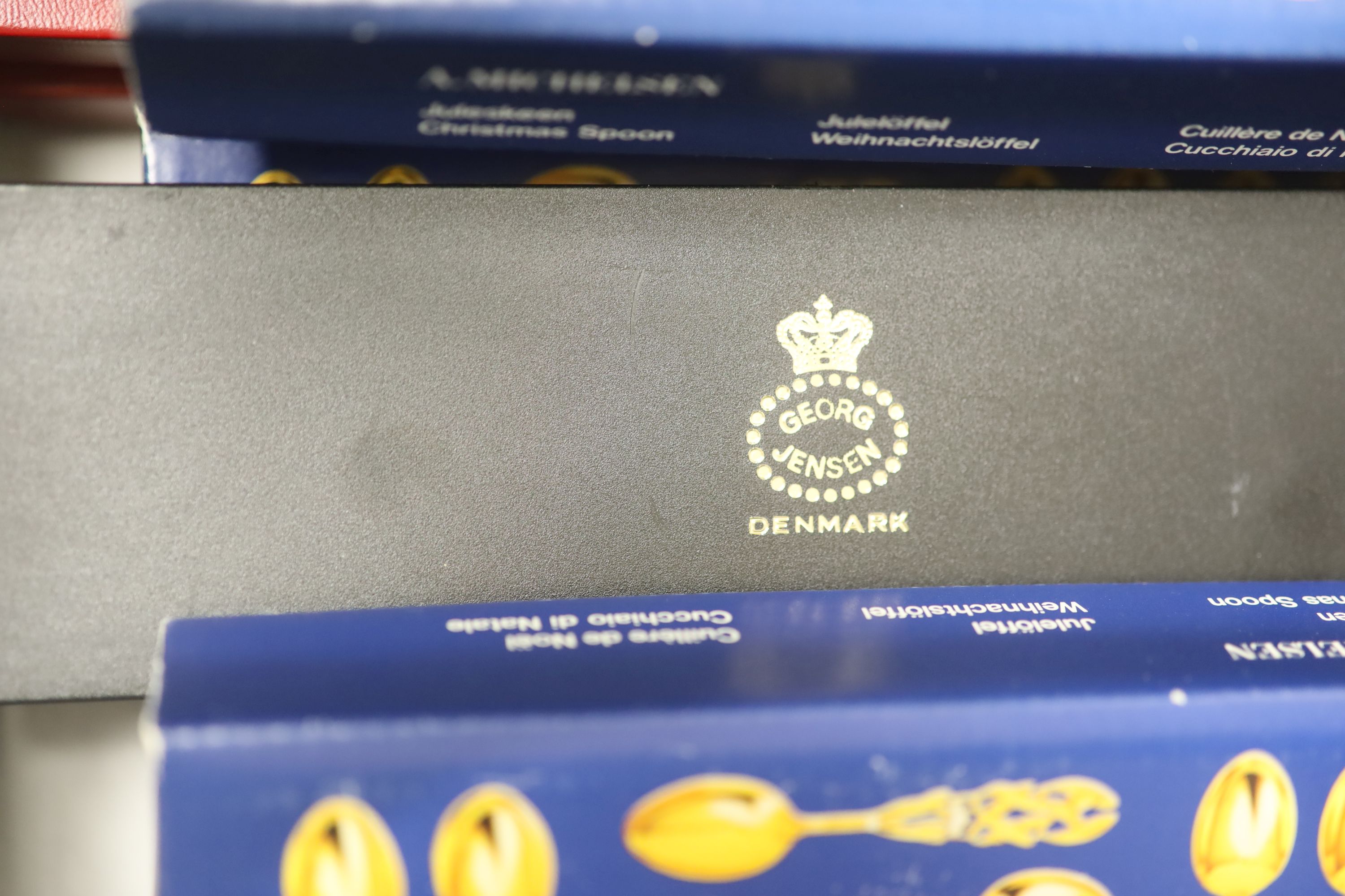 Assorted Danish sterling and enamel Christmas spoons